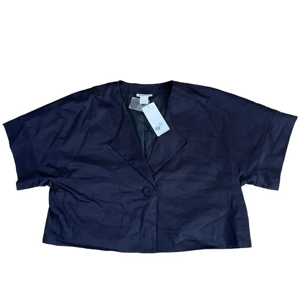 TravelSmith Nanotex BlackโOneโButtonโCropโJacketโLARGEโNWT